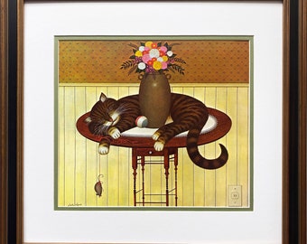 Charles Wysocki « Herkymer le chat » Nouvel art ENCADRÉ PERSONNALISÉ