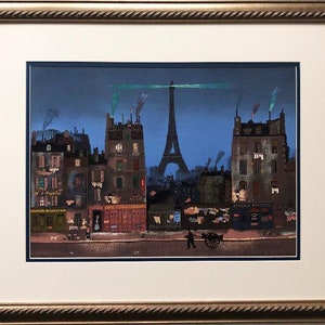 Michel Delacroix &quot;Tour Eiffel La Nuit&quot; Framed Stone Lithograph Art
