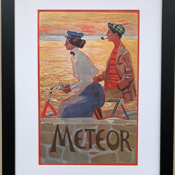 Vintage  Bicycle Poster "Meteor Bicycles" (1900)  Framed Art
