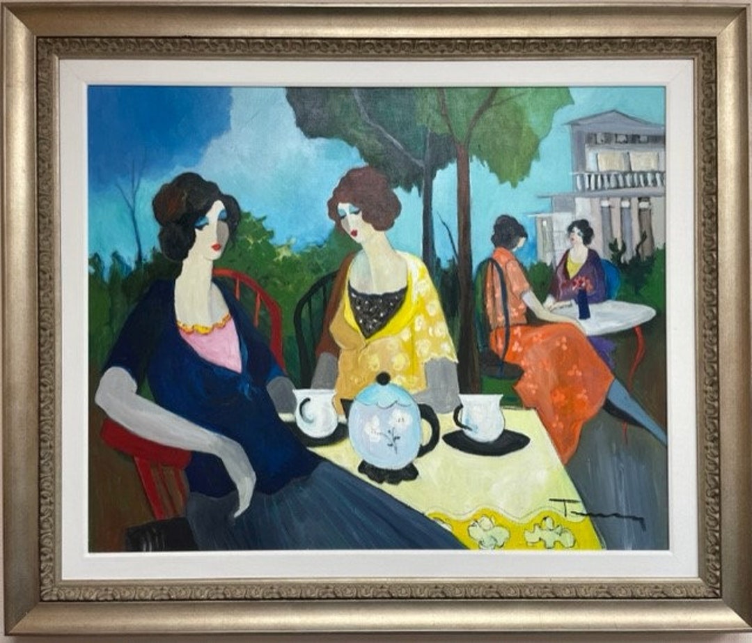 Itzchak TARKAY "outdoor Cafe" Hand Signed Original Oil on Canvas ...
