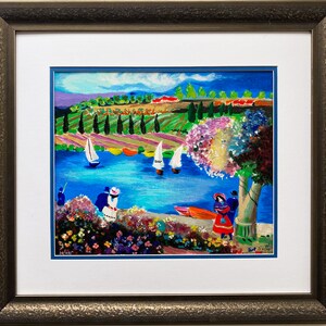 Shlomo Alter &quot;Spring Day&quot; Hand Signed & # Serigraph Framed Primitive Art