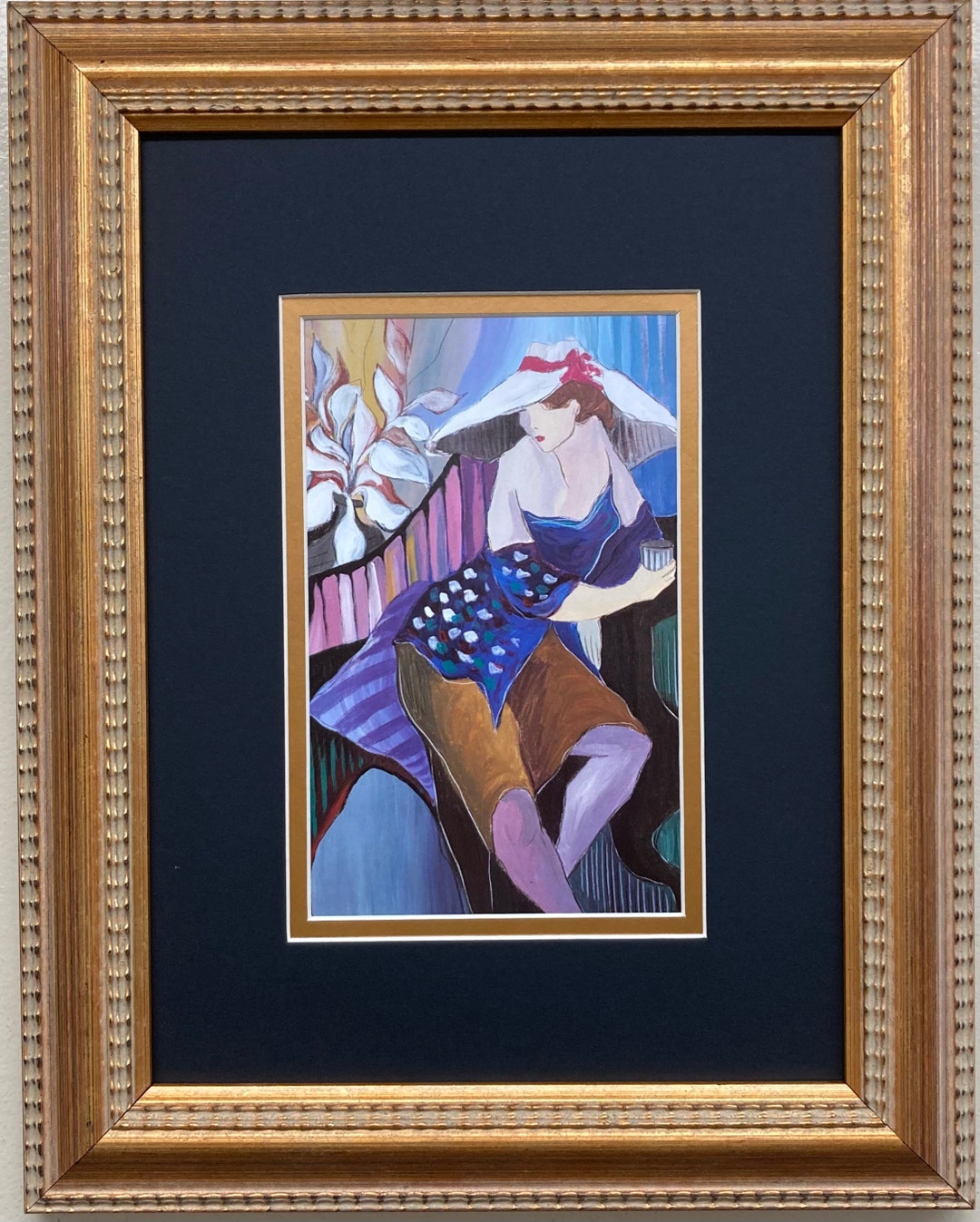 Patricia Govezensky woman in Blue Custom Framed Post-impressionism New ...