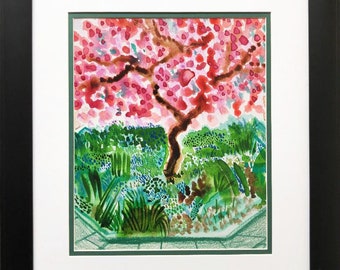 David Hockney « Study for Cherry Blossom » Pop Art Book Folio Dérivé d’un livre de David Hockney