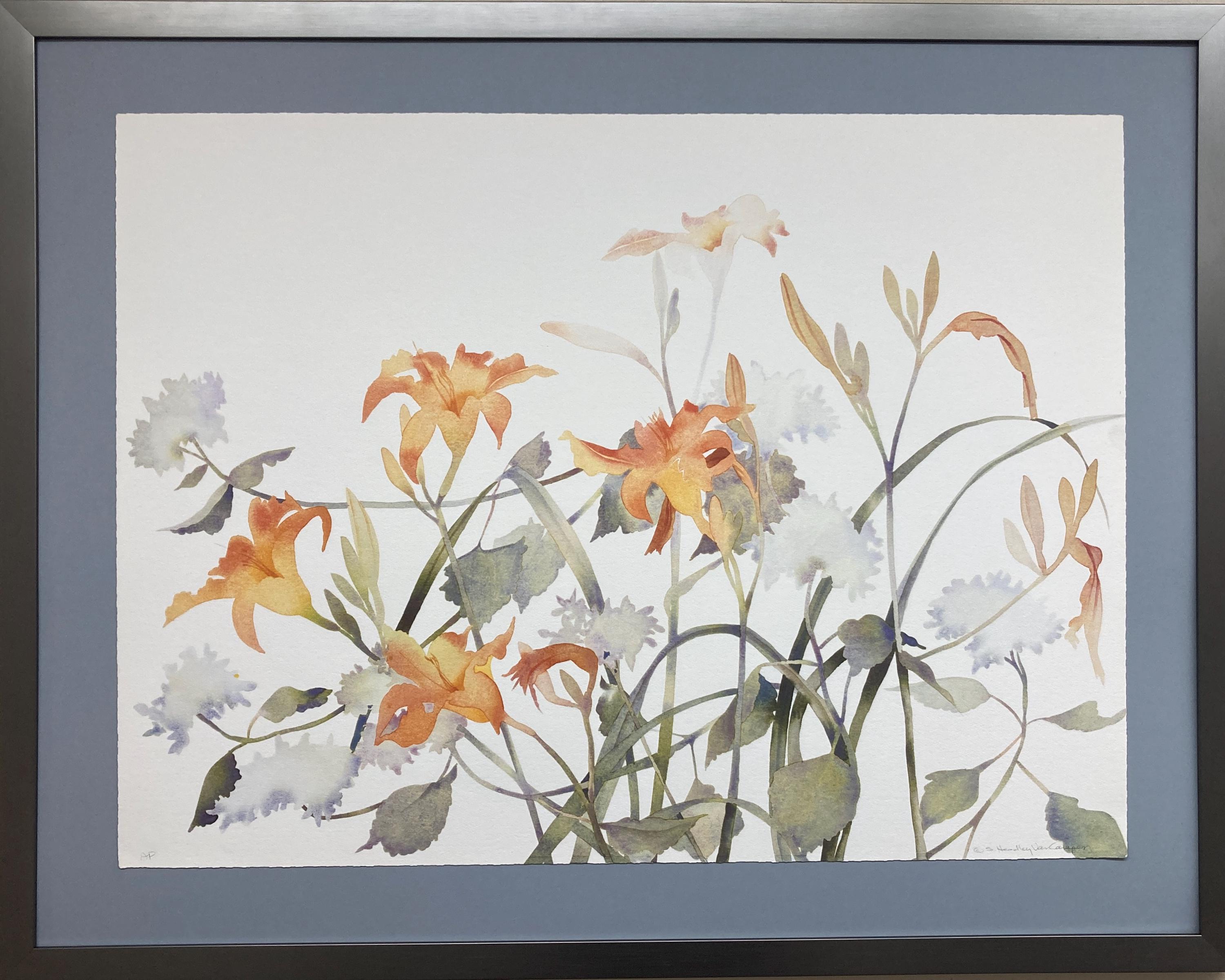 Susan Headley Van Campen "Lilies and Hydrangea"  Hand Signed  Limited Edition Newly Framed Lithograph