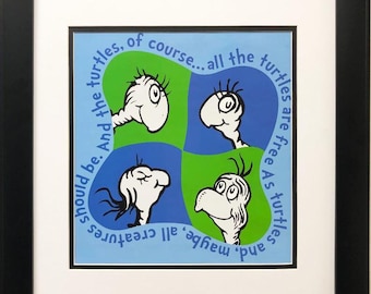 Dr. Seuss "All the Turtles are Free" NEW FRAMED ART