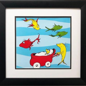 Dr. Seuss &quot;One Fish, Two Fish, Red Fish, Blue Fish&quot; NEW FRAMED ART