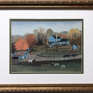 Michel Delacroix &quot;Cornerstone Farm&quot; CUSTOM FRAMED Primitive Art