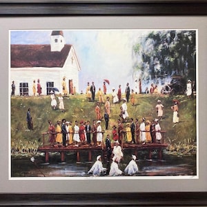 Ted Ellis &quot;Guide Me Over&quot; Hand Signed FRAMED African American Art