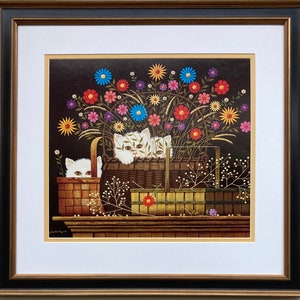 Charles Wysocki &quot;Triple Trouble - Kittens &quot; New CUSTOM FRAMED Art Americana Floral Rural