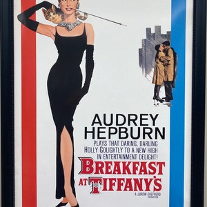 Movie Poster &quot;Breakfast at Tiffany&#39;s&quot; Custom Framed Poster Audrey  Hepburn
