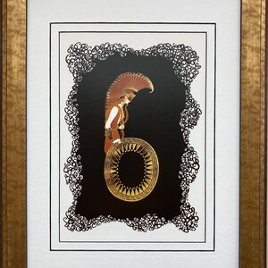 Erte &quot;6 - Six&quot; CUSTOM FRAMED Vintage Print Art Deco Numbers Suite Newly Framed