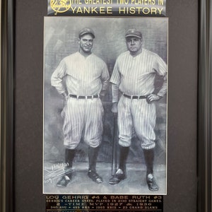 Haiyan &quot; Lou Gehrig & Babe Ruth&quot; Framed New York Yankees Plate Signed Art