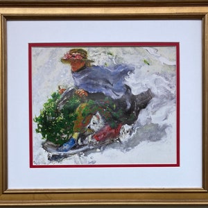 Jamie Wyeth &quot;Stealing Holly From the Irenee&quot; CUSTOM FRAMED Art Andrew Holiday