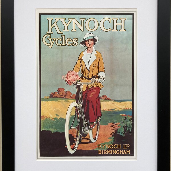 Vintage  Bicycle Poster "Kynoch Cycles" (1923)  Framed Art