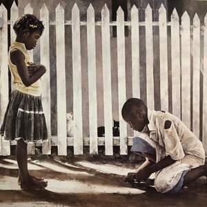 Stephen Scott Young &quot;Boys Only&quot; Plate Signed African American Art
