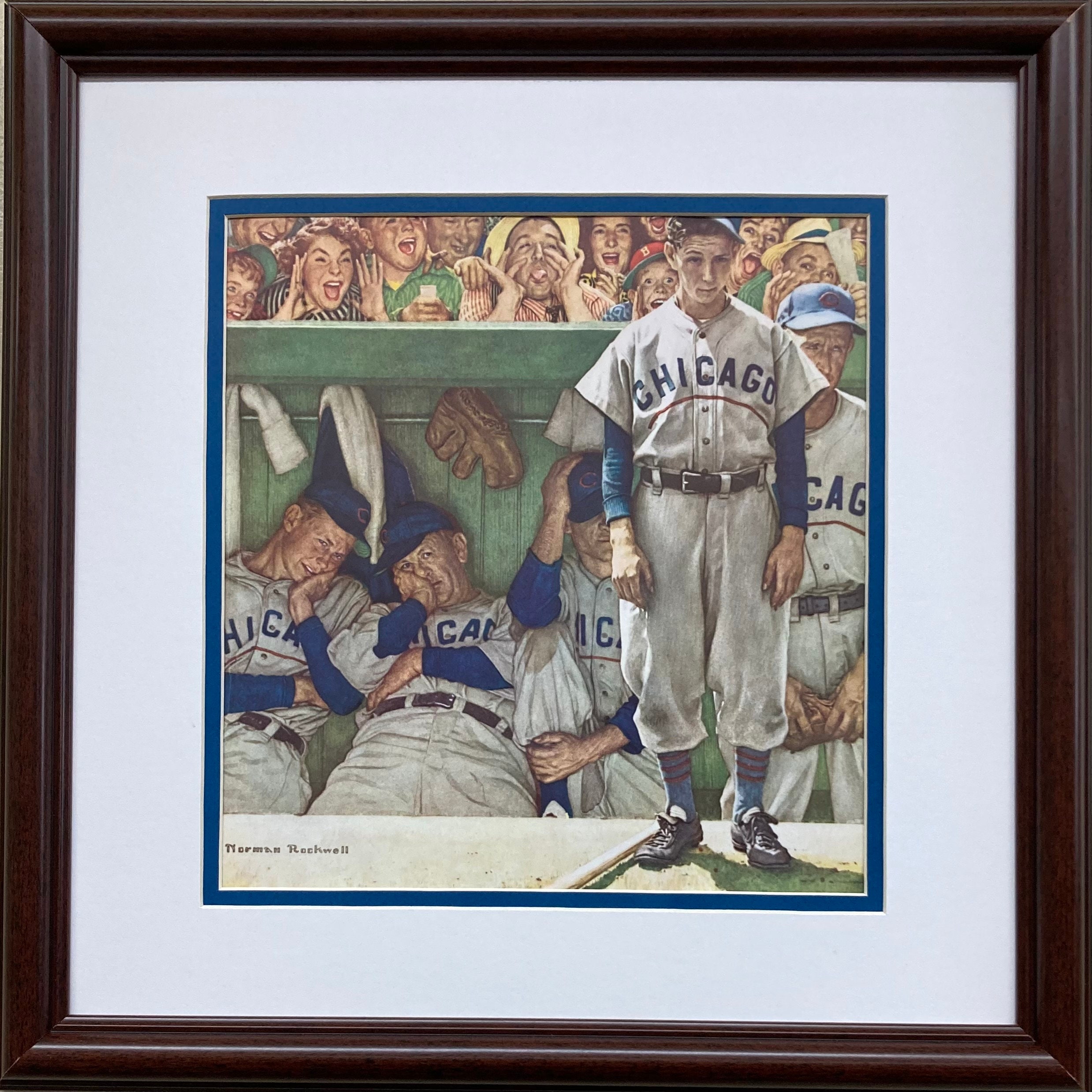 Norman Rockwell "Bottom of the Ninth" CUSTOM FRAMED Art Print Americana Baseball