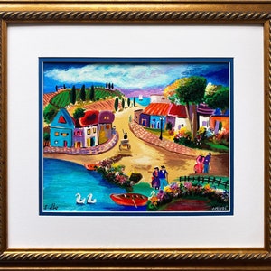 Shlomo Alter &quot;In the Country&quot; Hand Signed & # Serigraph Framed Primitive Art