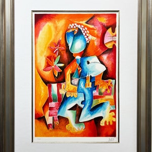 Alexandra Nechita &quot;Portrait of a Disc Jockey&quot; Signed CUSTOM FRAMED