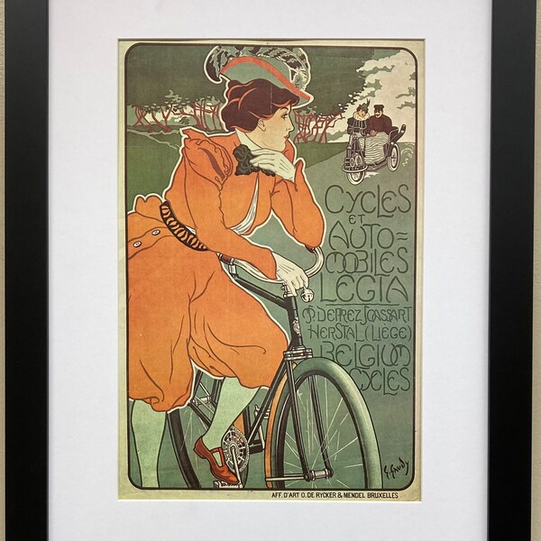 Vintage  Bicycle Poster "Legia Bicycles" (1898)  Framed Art