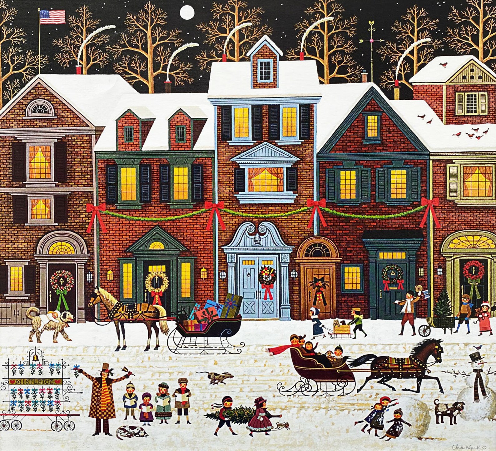 Charles Wysocki A Merry Christmas Street New Etsy