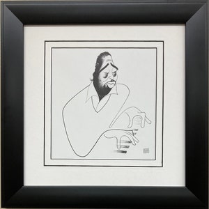 Al Hirschfeld &quot;Duke Ellington &#39;91&quot; CUSTOM FRAMED ART Caricature  Music Jazz