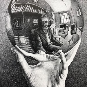 M.C.Escher Hand With Reflecting Sphere CUSTOM FRAMED Art image 2