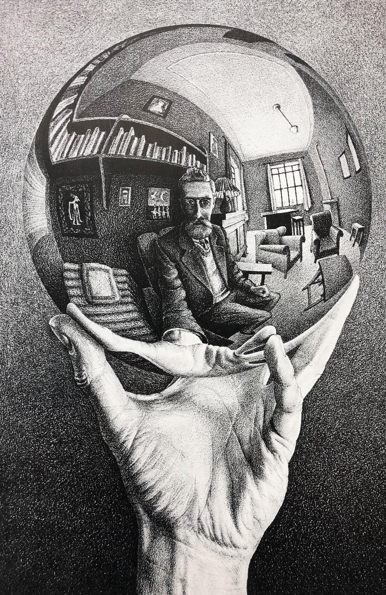 M.C.Escher Hand With Reflecting Sphere CUSTOM FRAMED Art image 2