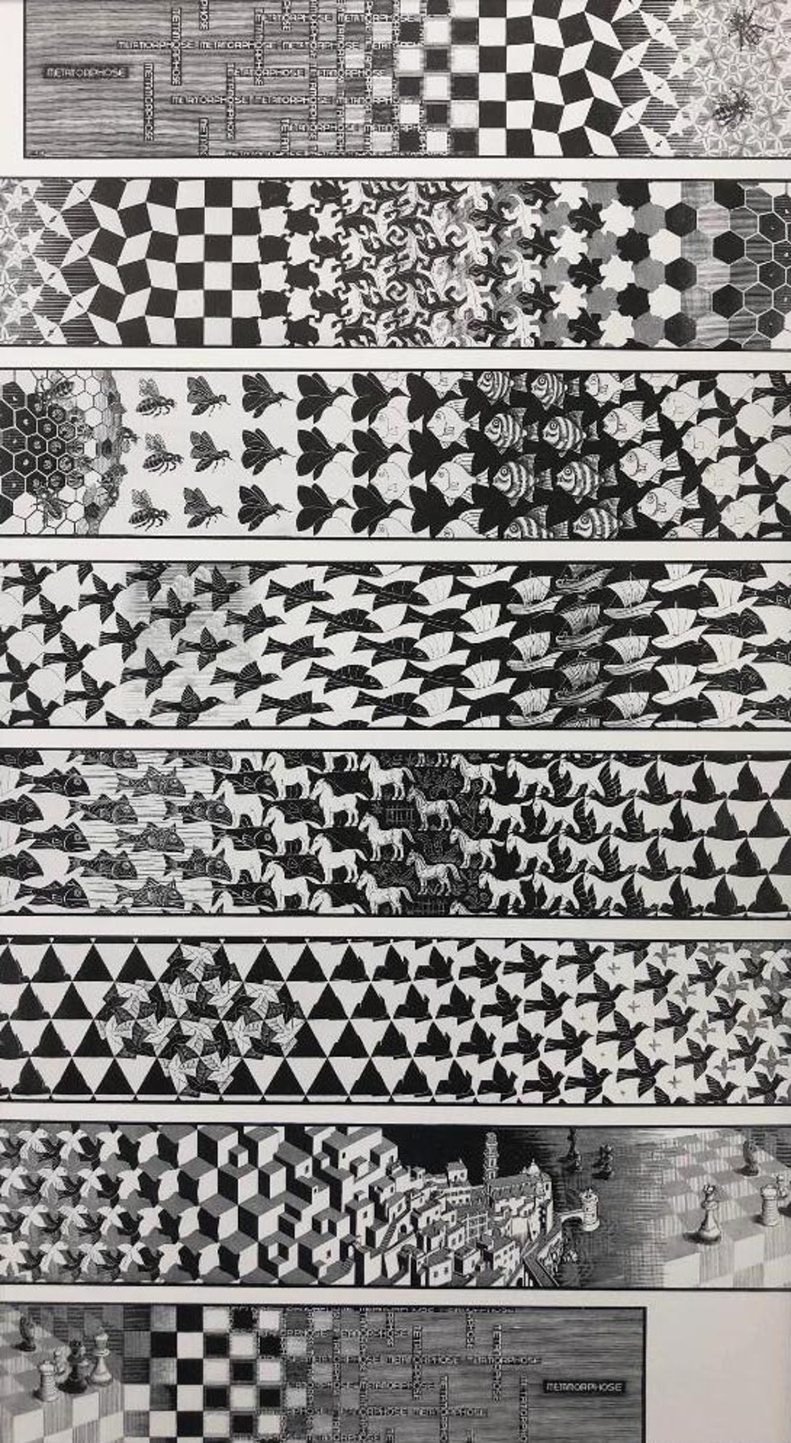 M.C.Escher Metamorphosis III CUSTOM FRAMED Art | Etsy