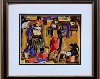 Jacob Lawrence &quot;The Library 1960&quot; New Custom Framed Black Art