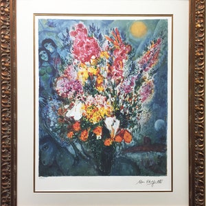 Marc Chagall &quot;Blue Bouquet&quot;  Newly CUSTOM FRAMED Limited Edition Lithograph