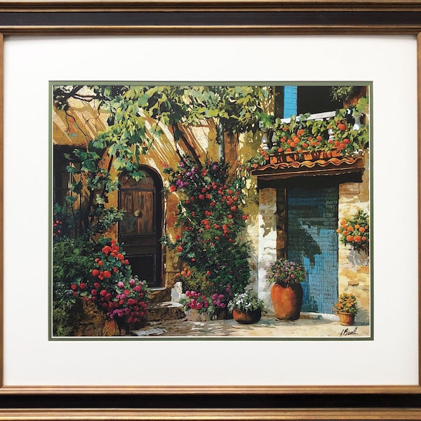 Guido Borelli "Il Giardino Fiorito" Custom Framed Hand Signed Art