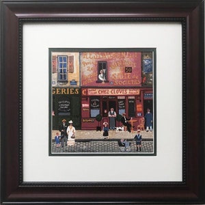 Michel Delacroix &quot;Chez Clovis&quot; Framed Lithograph Art 16&quot; x 16&quot;