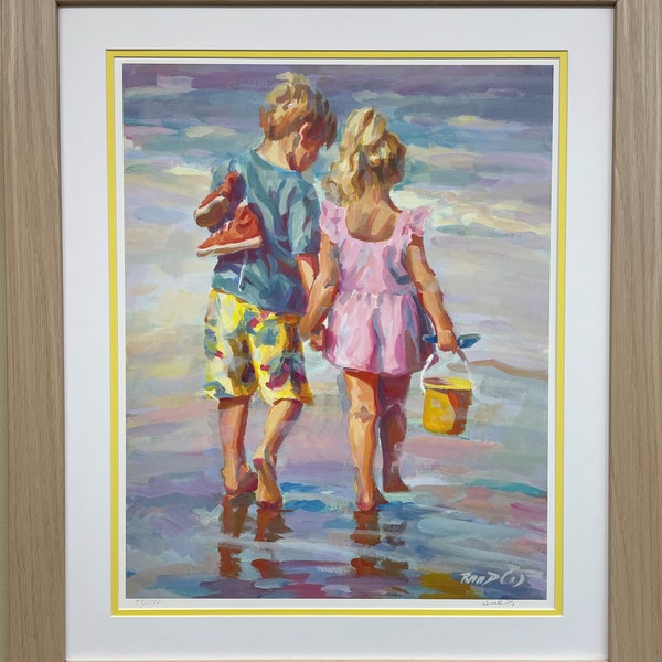 Lucelle Raad "Harmony" Hand Signed & # Lmtd Edition Framed Children Litho Art