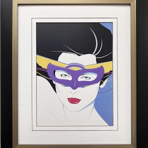 Patrick Nagel &quot;Mask&quot; NEW CUSTOM FRAMED Art Deco Print