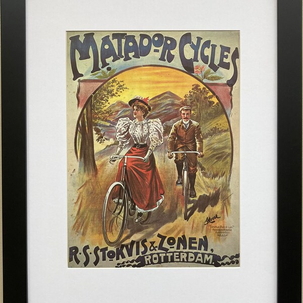 Vintage  Bicycle Poster "Matador Cycles" (1907)  Framed Art