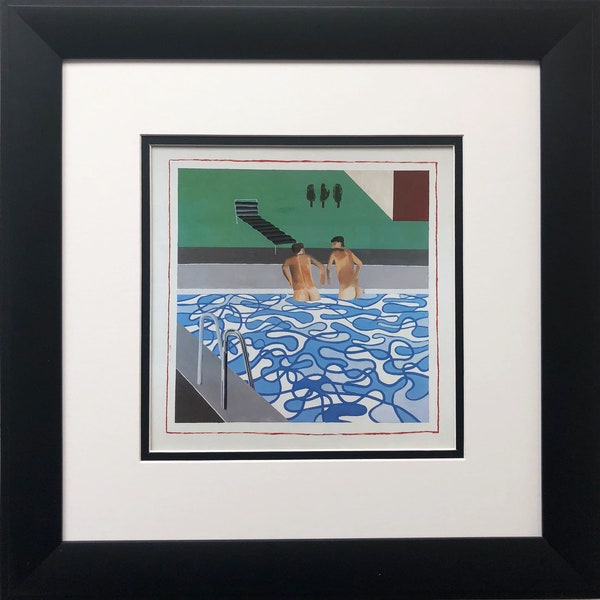 David Hockney "Dos chicos en una piscina, Hollywood" Libro con marco personalizado, derivado de un libro de David Hockney