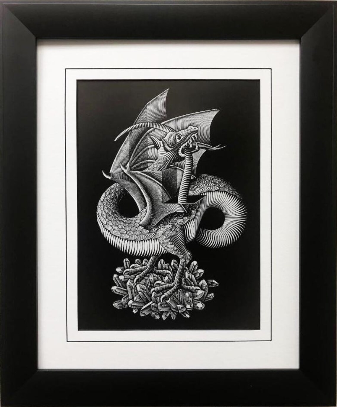 M.c.escher dragon '52 CUSTOM FRAMED Art - Etsy