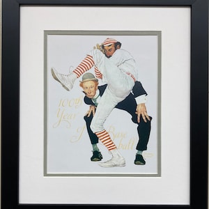 Norman Rockwell &quot;100 Years of Baseball&quot; CUSTOM FRAMED Art Print Americana
