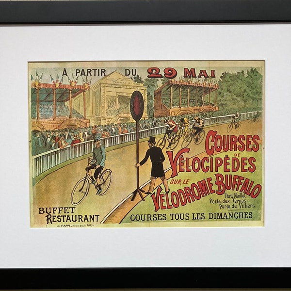 Vintage  Bicycle Poster "Velodrome Buffalo" (1894)  Framed Art