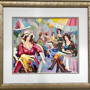 Michael Kerman &quot;Cafe&quot; HAND SIGNED #&#39;d Custom FRAMED Serigraph Silkscreen
