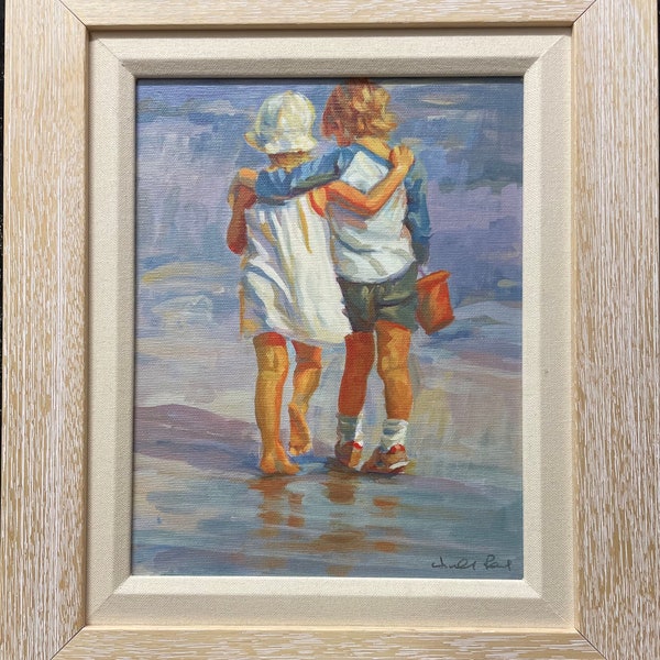 Lucelle Raad "Gentle Hearts" Hand Signed Giclee on Canvas Framed Beach Art  New