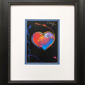 Peter Max &quot;Black Series: Heart&quot; Newly CUSTOM FRAMED Print