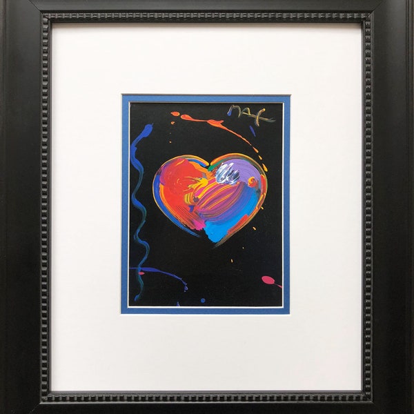 Peter Max "Black Series: Heart" Newly CUSTOM FRAMED Print