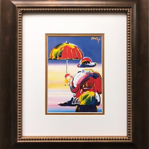 Peter Max &quot;Umbrella Man at Sunset&quot; CUSTOM FRAMED Print