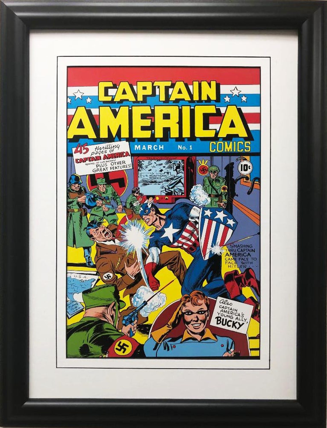 Marvel Captain America 1 Framed Poster Comic | Etsy