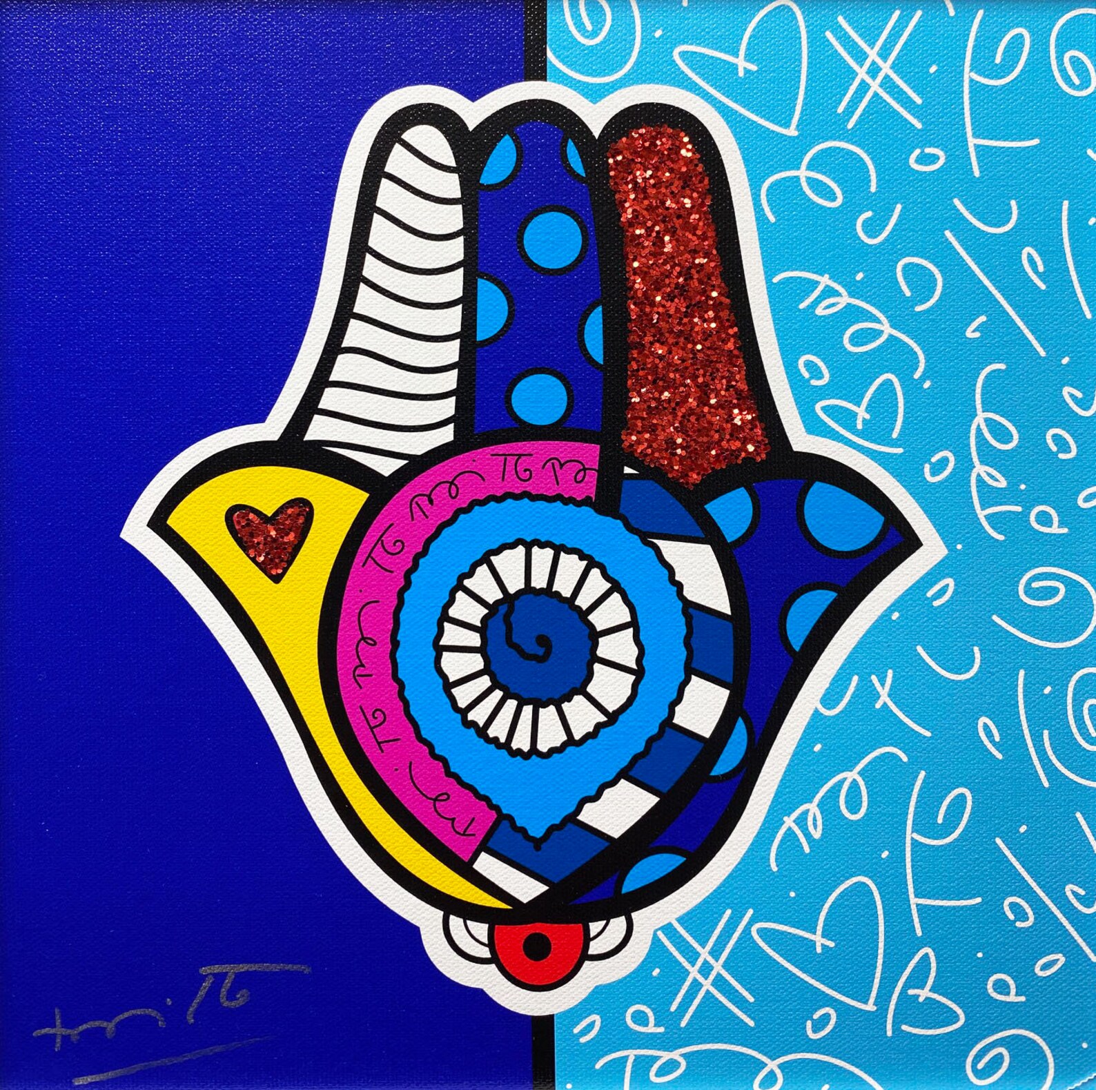 Romero Britto Mazel Tov Hamsa CUSTOM FRAMED Etsy