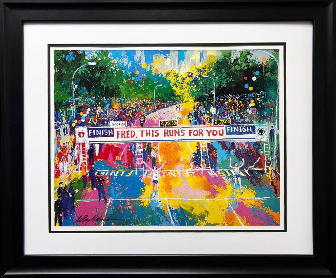 LeRoy Neiman New York City Marathon CUSTOM FRAMED Art Fred This Runs