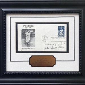 Babe Ruth Sultan de Swat 1er día Emisión Sello Cubierta Béisbol Lmtd Framed Arte