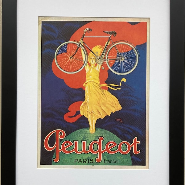 Vintage  Bicycle Poster "Peugeot Bicycles" (1922)  Framed Art