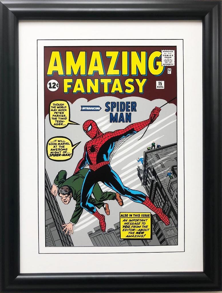Amazing Fantasy #15 Spider-Man by Steve Ditko 11x14 FRAMED Marvel